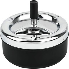 Round Push Down Ashtray with Spinning Tray Metal Cigarette Ash Tray Large 5.2