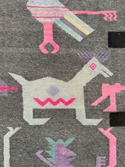 Vintage Beautiful Hand Woven Pictorial Figurative Peruvian Wool Weaving Tapestry