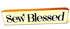 Vintage Wooden SEW BLESSED Cousin Farm Handmade sign Wooden Block 9 inches long