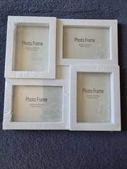 White Plastic Freestanding Multi-Opening Photo Frame Holds 4 3.5 x 2.5 in