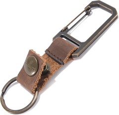 Water-Resistant Saddle Leather Keychain – Self-Locking Clip for Secure Carry