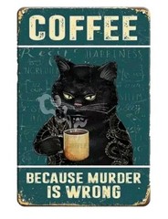 «Vintage Coffee Black Cat Metal Wall Decor Sign 9×11.8″ Retro Kitchen Art»