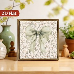 2D Green Bow Wooden Plaque for Garden Room Bedroom Office Bathroom Dorm Decor