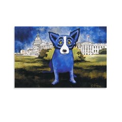 George Rodrigue Blue Dog» Washington Blue Dog 1992″Canvas Print Wall Decor Art