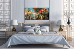 0 3D Hand Painted Abstract Landscape Art – 48×24 Romantic Canvas Wall Decor