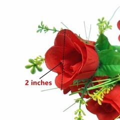 12 Red Rose Buds, Artificial Silk Flowers, Wedding Bouquets, Home, Faux Roses