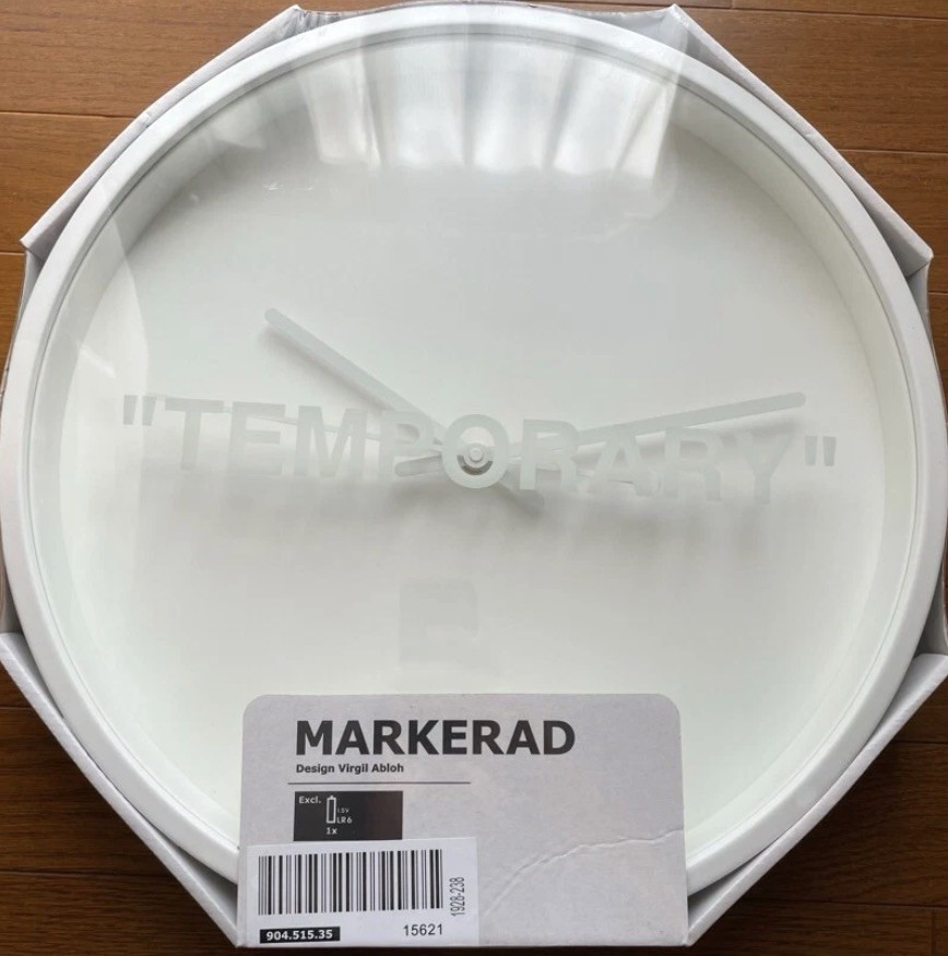 Virgil Abloh IKEA MARKERAD TEMPORARY Wall Clock OFF-WHITE White Round