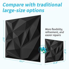 Art3d 20 Pack Decorative 3D Wall Panels for Interior 11.8″x11.8″, Frost Black