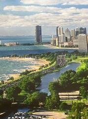 Beautiful Chicago Skyline City Photograph On Canvas HUGE. 43” X 63” Image