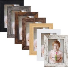 4X6 Frame Set of 7, 4X6 Picture Frame in Multi Colors, Rustic Wooden Frames for