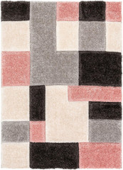 Modern Geometric 3D Textured Blush Shag Area Rug 5’3″ x 7’3″ San Francisco