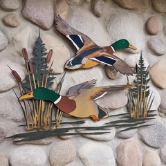 Flying Mallard Duck Metal Wall Art Hunting Lodge Decor