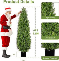 6FT Realistic Artificial Cedar Tree for Outdoor Home & Office Decor
