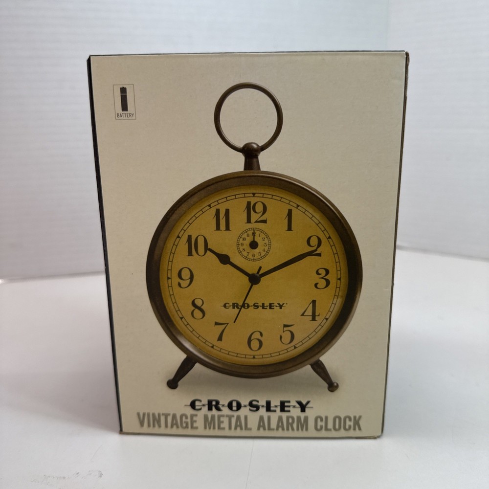 CROSLEY Vintage Metal Alarm Clock #33301 Brass Color Shabby Chic Decorative