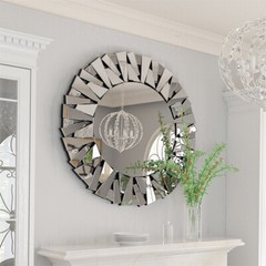 Round Wall Mirror for Living Room Large Elegant Mirror HD Art Decorative Mirror