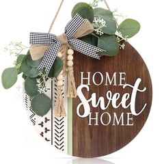 3D Welcome Front Door Wreath Porch Decor, Wooden Home Sweet Home Boho Outdoor…
