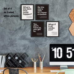 Motivational Office Wall Art Decor Prints Set of 4, Black Motivational Wall Deco
