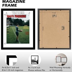 4-Pack Black Magazine Display Frames with Plexiglass for Wall Mounting
