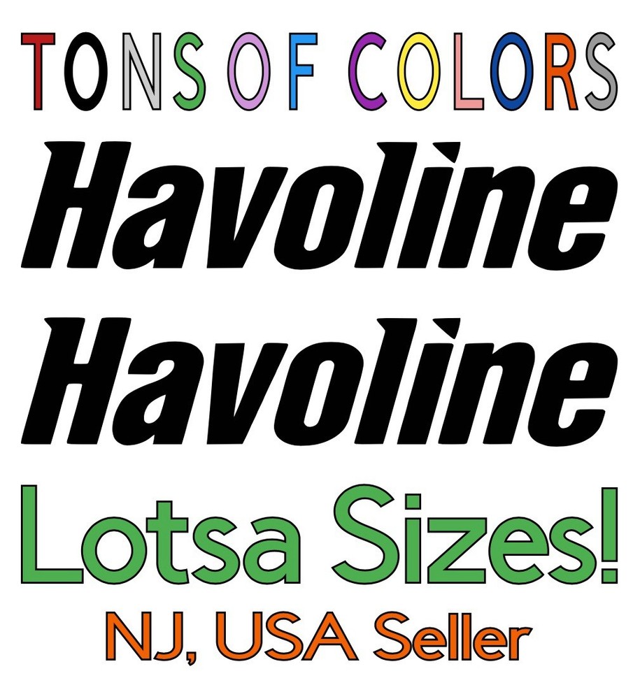 TWO Havoline Die Cut Vinyl Decals Texaco Motor Oil Ford Chevy Olds Pontiac Cad