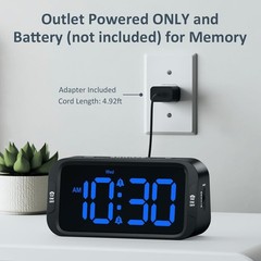 Digital Alarm Clock with Dual Alarms USB Charger Dimmer Snooze 12 24H