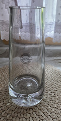 Heavy Handmade Crystal Clear Vase Controlled Bubble Base 10″ Thick Base