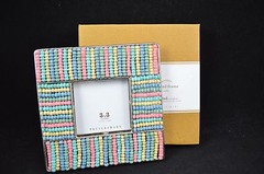 Pottery Barn Beaded Frame Displays Photo Picture Free Standing Overall 6″H #15