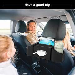 7-In-1 Car Seat Back Organizer with Cup Holders, Tissue Box, Garbage Can&Hook…