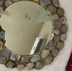 Round Shape Agate Gemstone Mirror with Decent Look Handcrafted Wall Art Decors