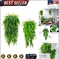 2Pcs UV Resistant Artificial Hanging Ferns – Lifelike Greenery for All Occasions