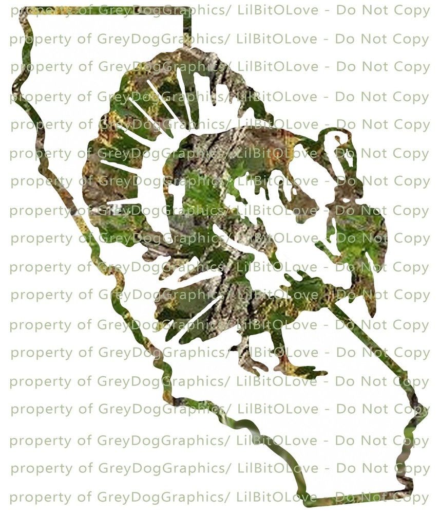 Camouflage Camo California CA Turkey Hunting Vinyl Decal Sticker Gobbler Jake