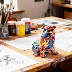 Colorful English Bulldog Statue – Resin Dog Sculpture for Home Decor & Gifts