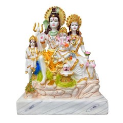 Marble Dust Lord Shiv Parivar Mahadev Family Idol Figurine Statue