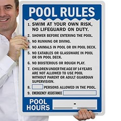 SmartSign Pool Rules Pool Hours Write-On Metal Sign 24 x 18 in