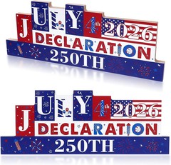 250th Anniversary Patriotic Wooden Table Sign Centerpiece Decorations -4th of Ju