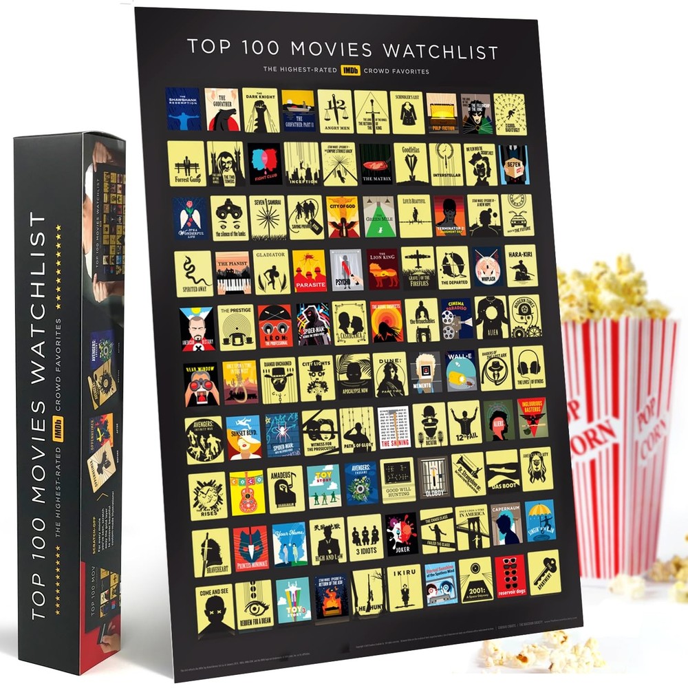 Official IMDb Top 100 Movies Scratch Off Poster | Premium Bucket List – Made …