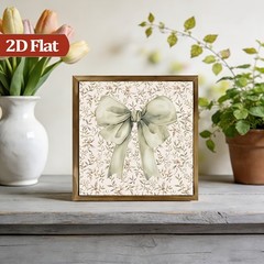 2D Green Bow Wooden Plaque for Garden Room Bedroom Office Bathroom Dorm Decor
