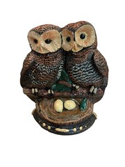 Vintage Upper Deck Solid Cast Iron Big Eyed Owls, Nesting Owls Doorstop