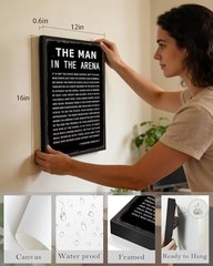 Inspirational Framed Wall Art – «The Man in the Arena» Motivational Quote 12x16i