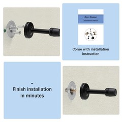 Door Stop, 5 Inch Long Stopper, Wall Mount Doorstop 5″ x 1 Pack, Black