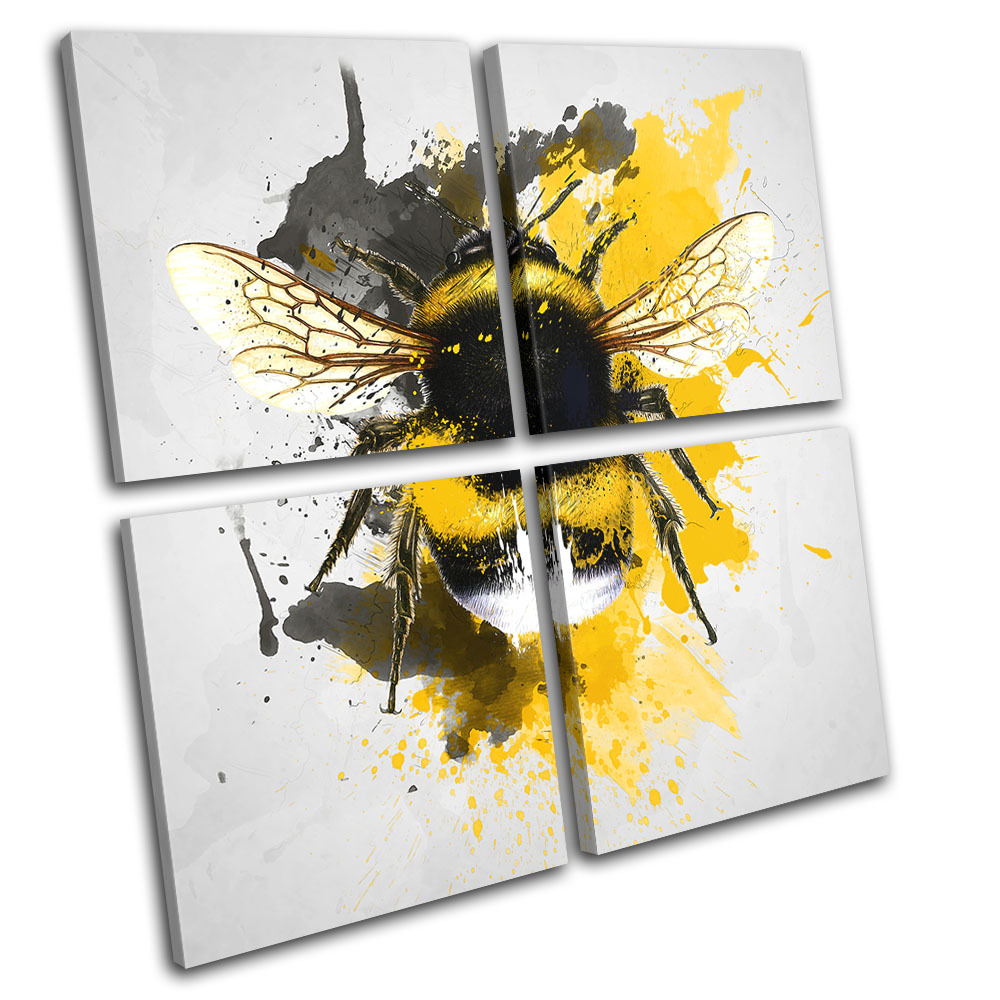 Bee Nature Paint Abstract Animals MULTI CANVAS WALL ART Picture Print