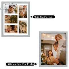 , 11×14 Picture Frame – Collage Multiple Photos, Grey Solid Wood Molding, Dis…