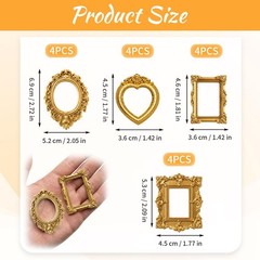 16Pcs Small Gold Picture Frames Set, Mini Gold Frames, Mini Frames Bulk Suita…