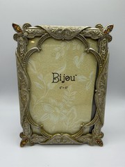 Bijou Enamel & Jeweled Frame Gold Tone 4X6 Photo