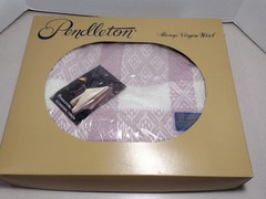 Pendleton Occasional Throw 68×52 Rose Pink White 100% Soft Virgin Wool (B)