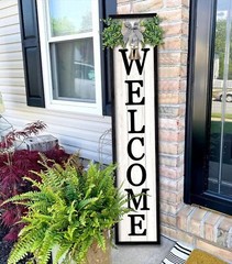 Welcome Sign for Front porch Standing 45″X9″Large Wood Frame Tall Welcome
