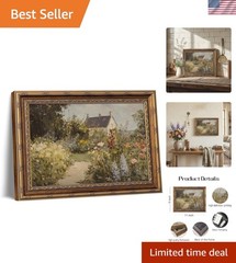 Rustic Vintage Garden Framed Art – Timeless Floral Canvas for Living Room