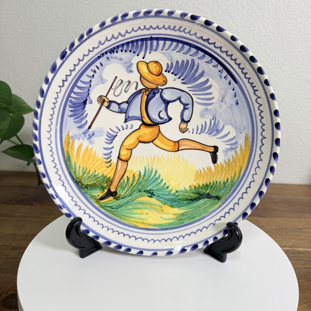 Majolica Spain Handmade, Painted Large Ceramic Wall Hanging Shallow Bowl 10”