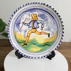 Majolica Spain Handmade, Painted Large Ceramic Wall Hanging Shallow Bowl 10”