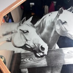 Northern Image Art Medium Brown Red Oak Wall Print Horses Made In USA Decor