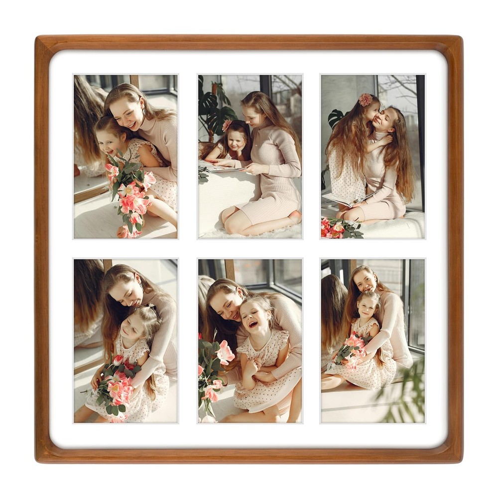 , 4×6 Collage Picture Frame – Solid Wood With Real Glass – Multi Picture Fram…